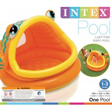 Intex Sun & Shade Inflatable Lazy Fish Baby Swimming Splash Pool | 57109EP   
